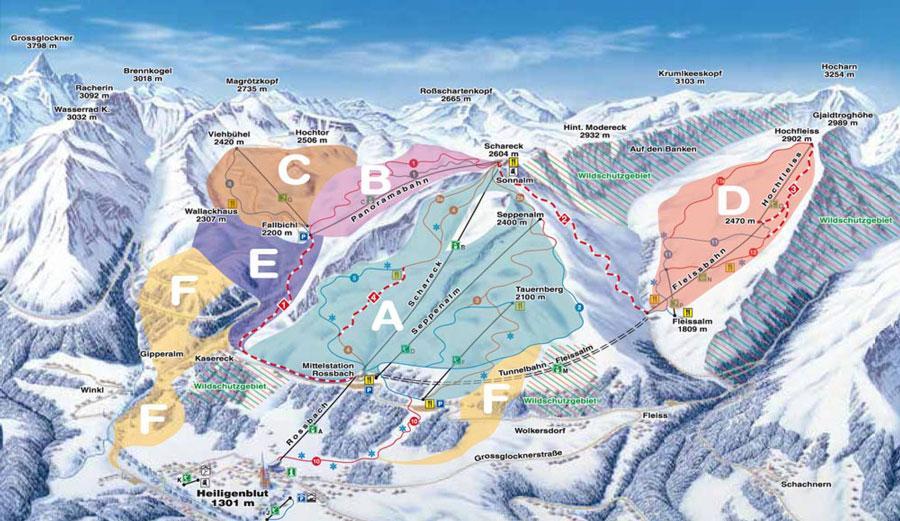 hotel heiligenblut nationalpark lodge grossglockner skigebiet freeridesektoren plan
